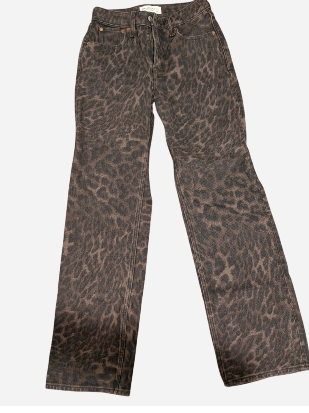 Abercrombie & Fitch Women's Leopard Print High rise 90s fit Jeans - Brown